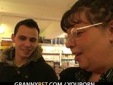 Horny brunette fucks granny