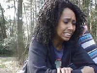 A black girl gets in the woods
