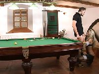 Blowjob during a game of pool