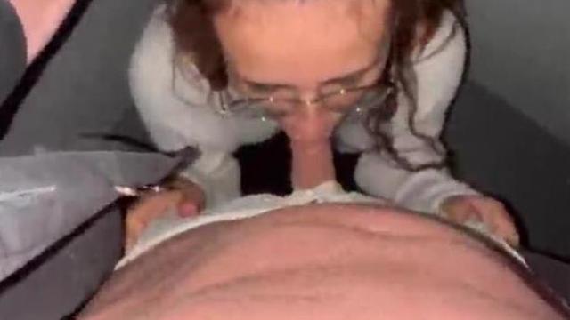 She sucked on me right in the doorway and I fucked her at home finishing on her glasses