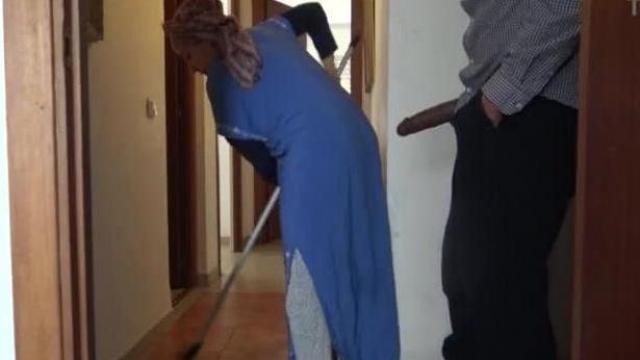 A Muslim cleaning maid is disturbed when she sees his big black cock