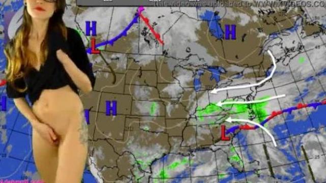 The weather girl is fingering herself on air